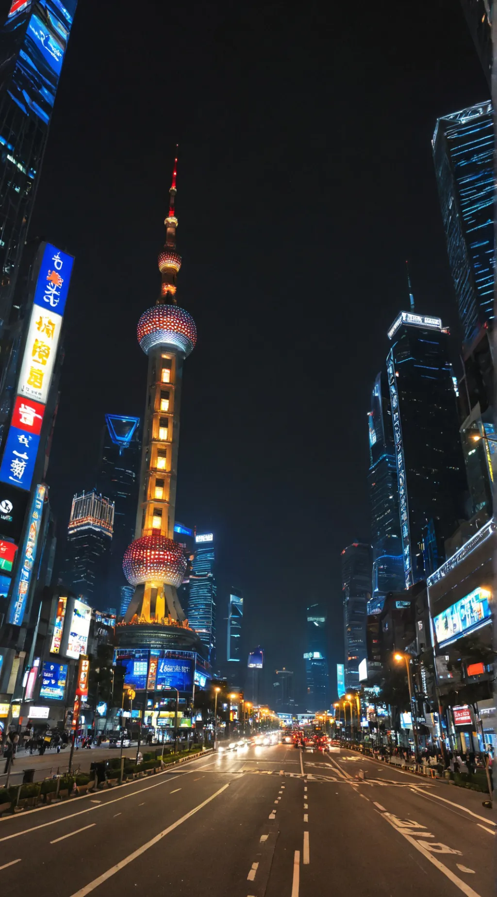 ai character: Shanghai, China background
