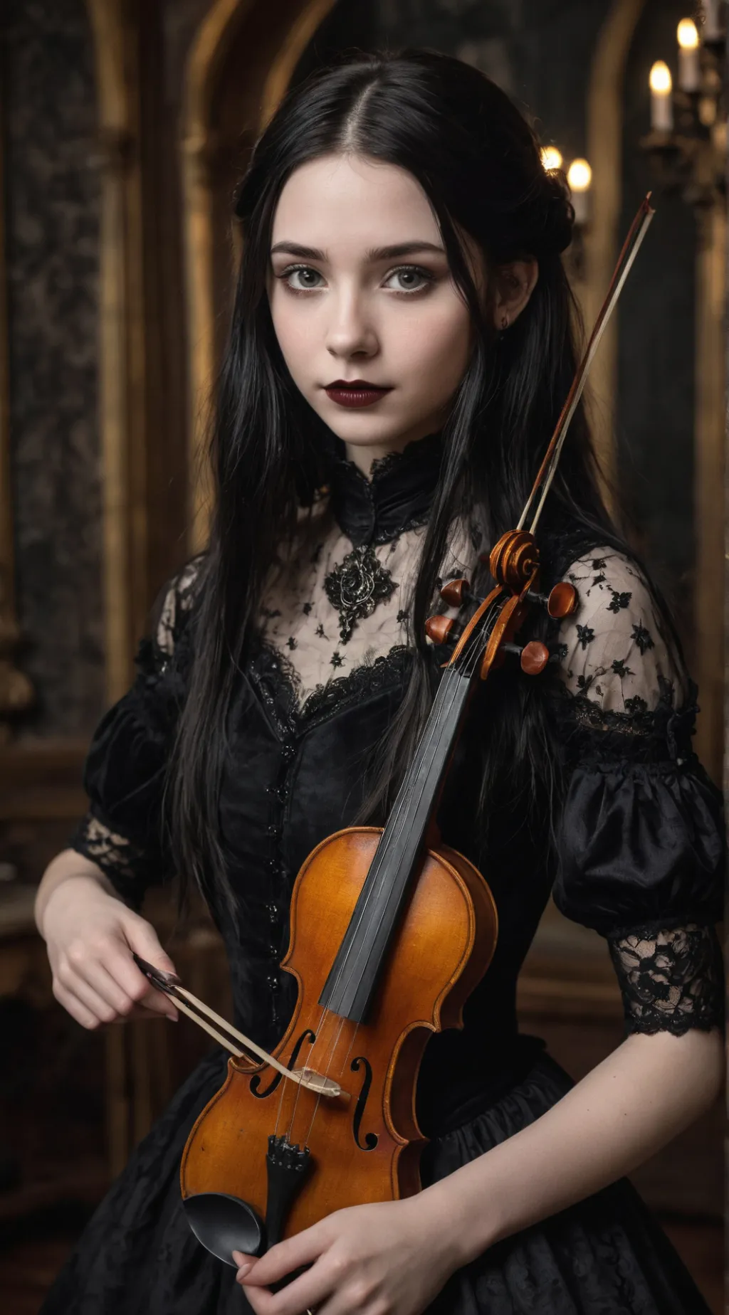 ai character: Wensday Addams background