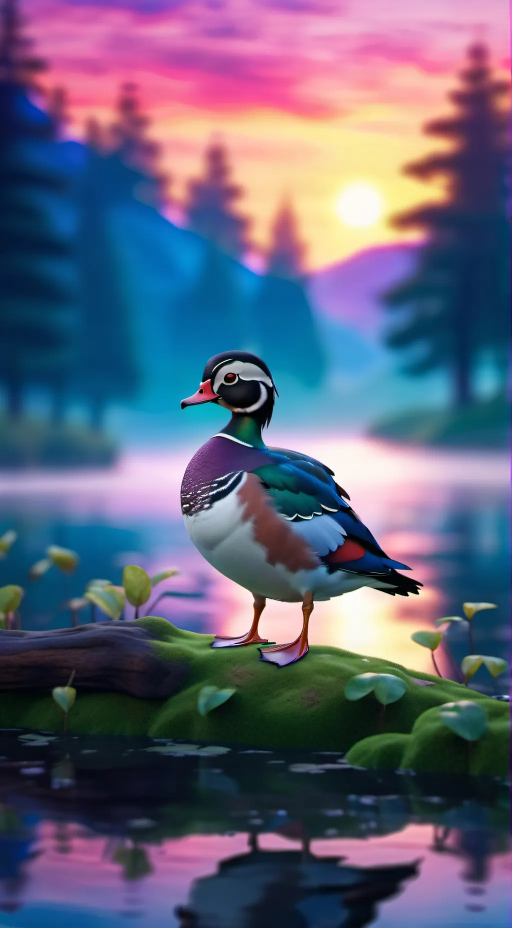 ai character: Ace the wood duck background