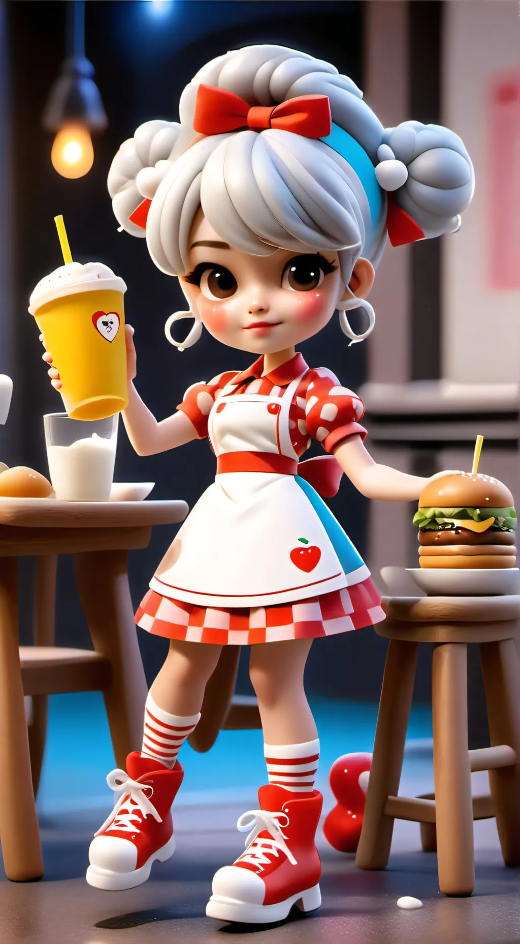 ai character: Peach viot  background