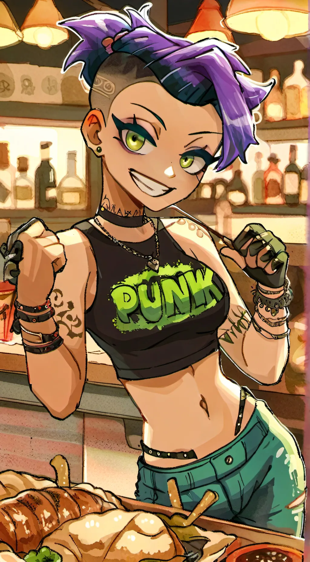 ai character: Nicky Punk girl  background