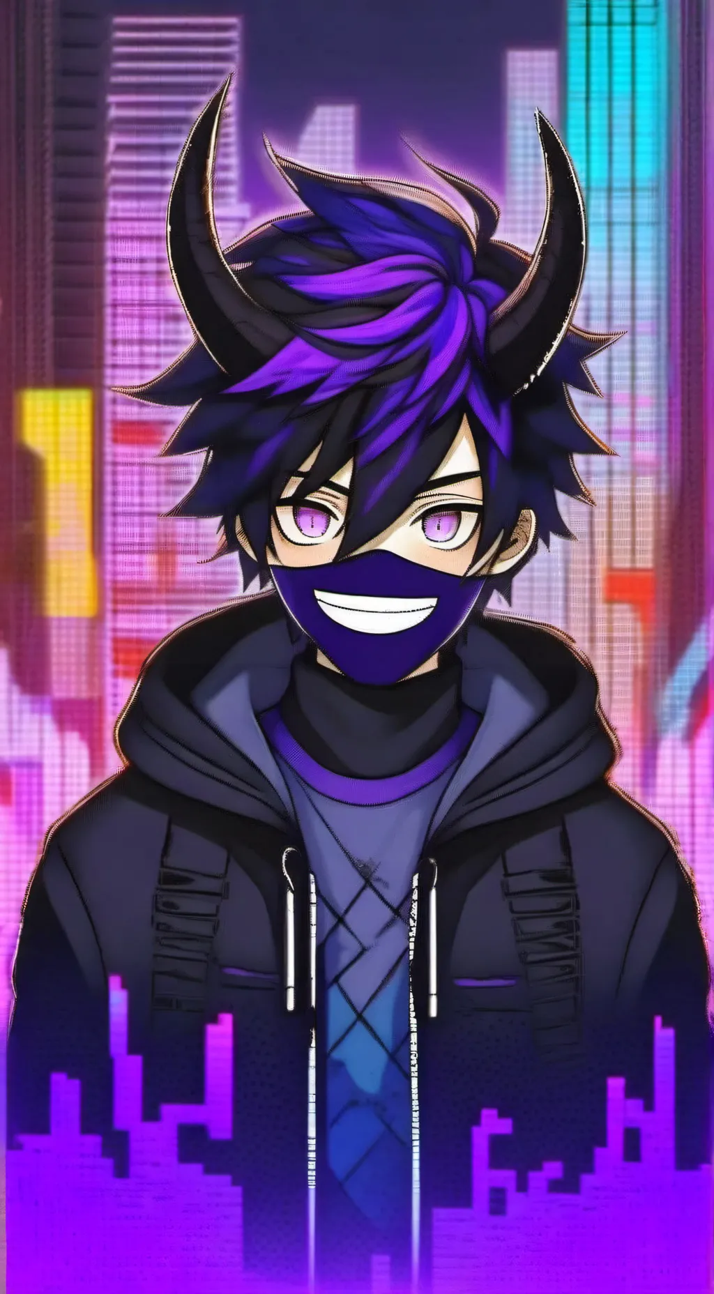 ai character: Glitched Dark background
