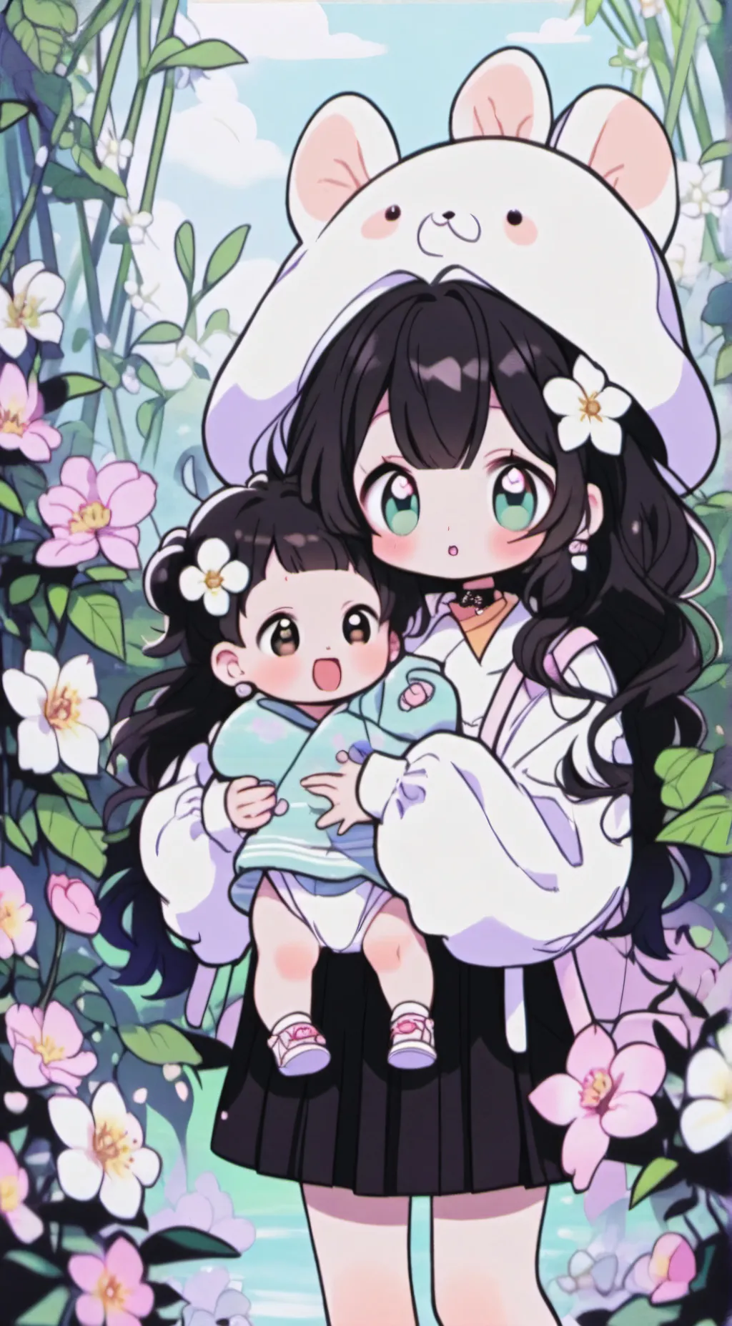 ai character: Katie y Julieta background