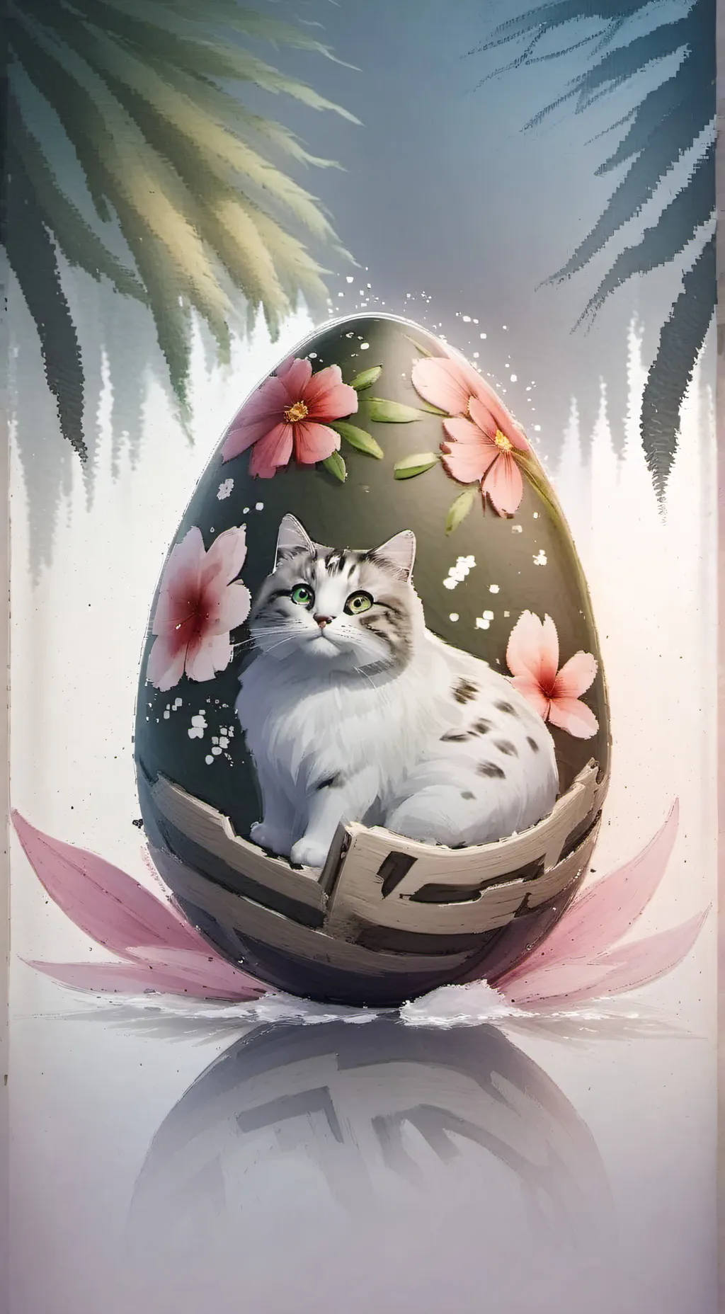 ai character: emojicat egg Care  background