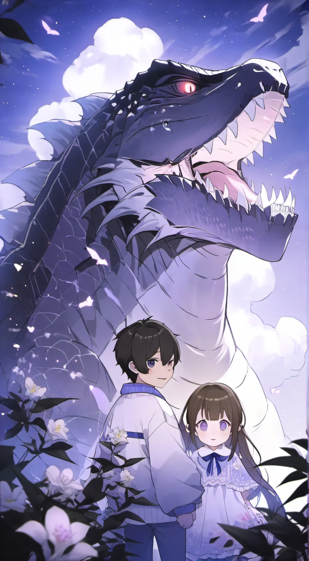 ai character: DW Godzilla  background