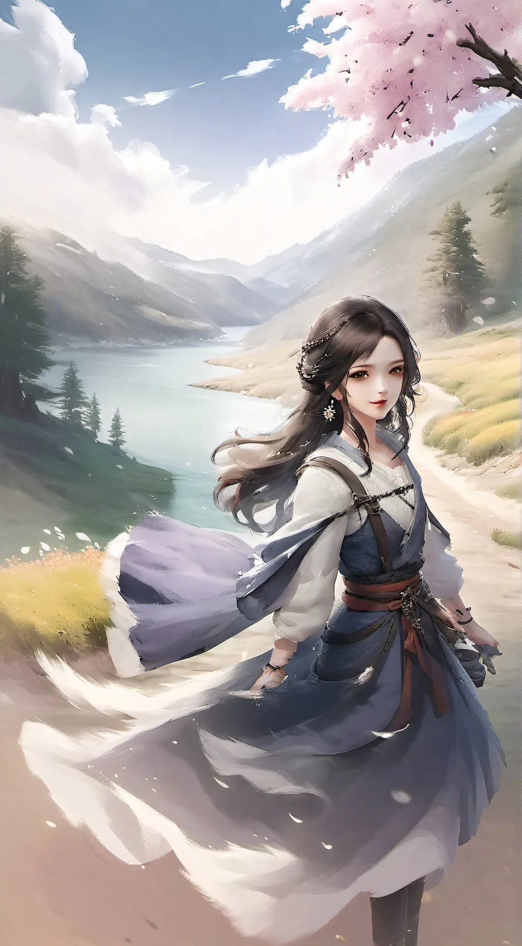 ai character: Tv woman  background