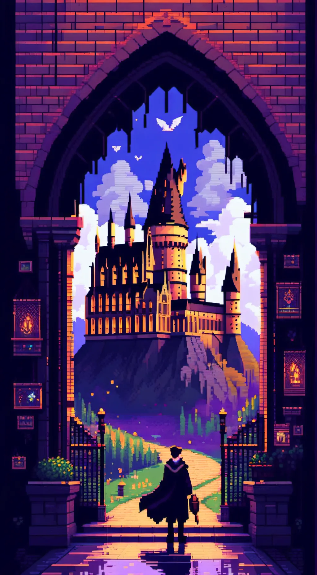 ai character: Hogwarts camp background