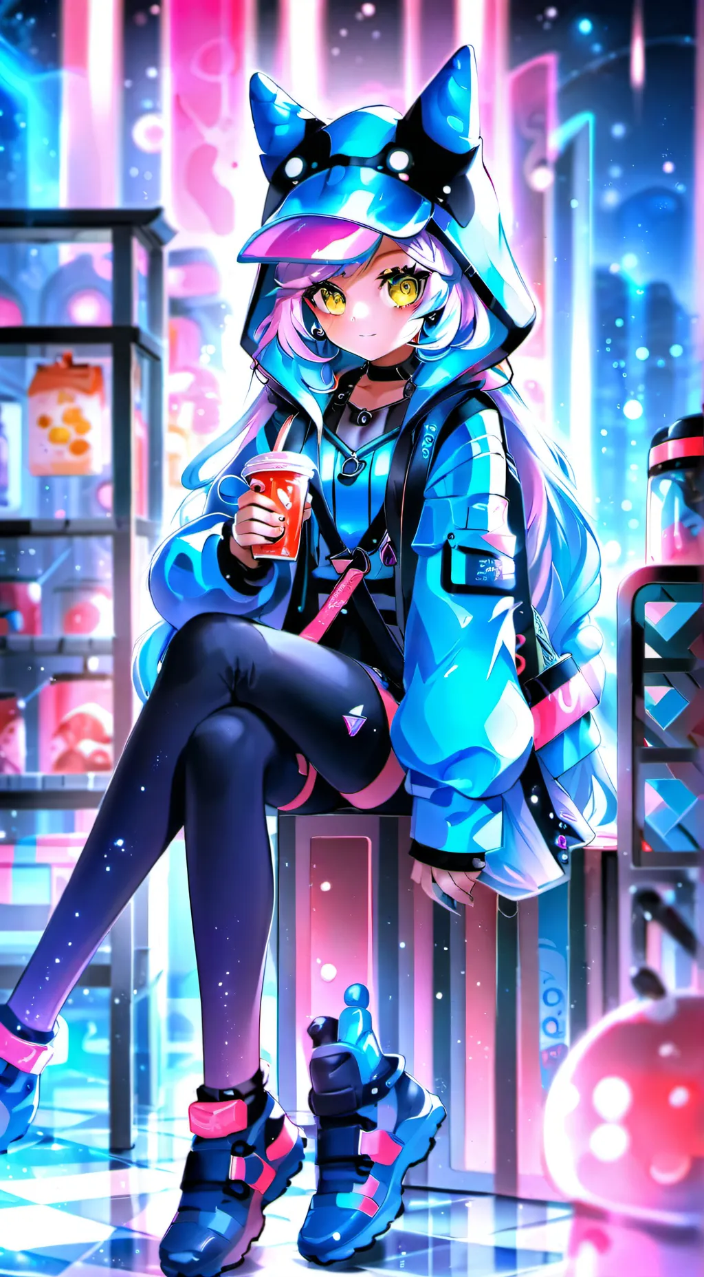 ai character: Disco the cat background