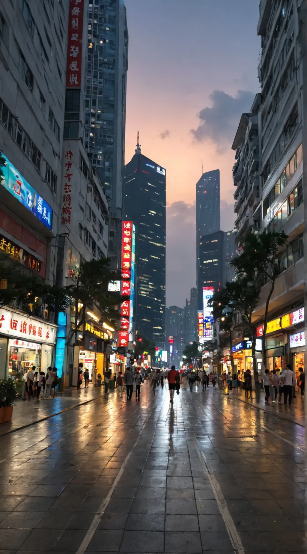 ai character: Shenzhen, China background