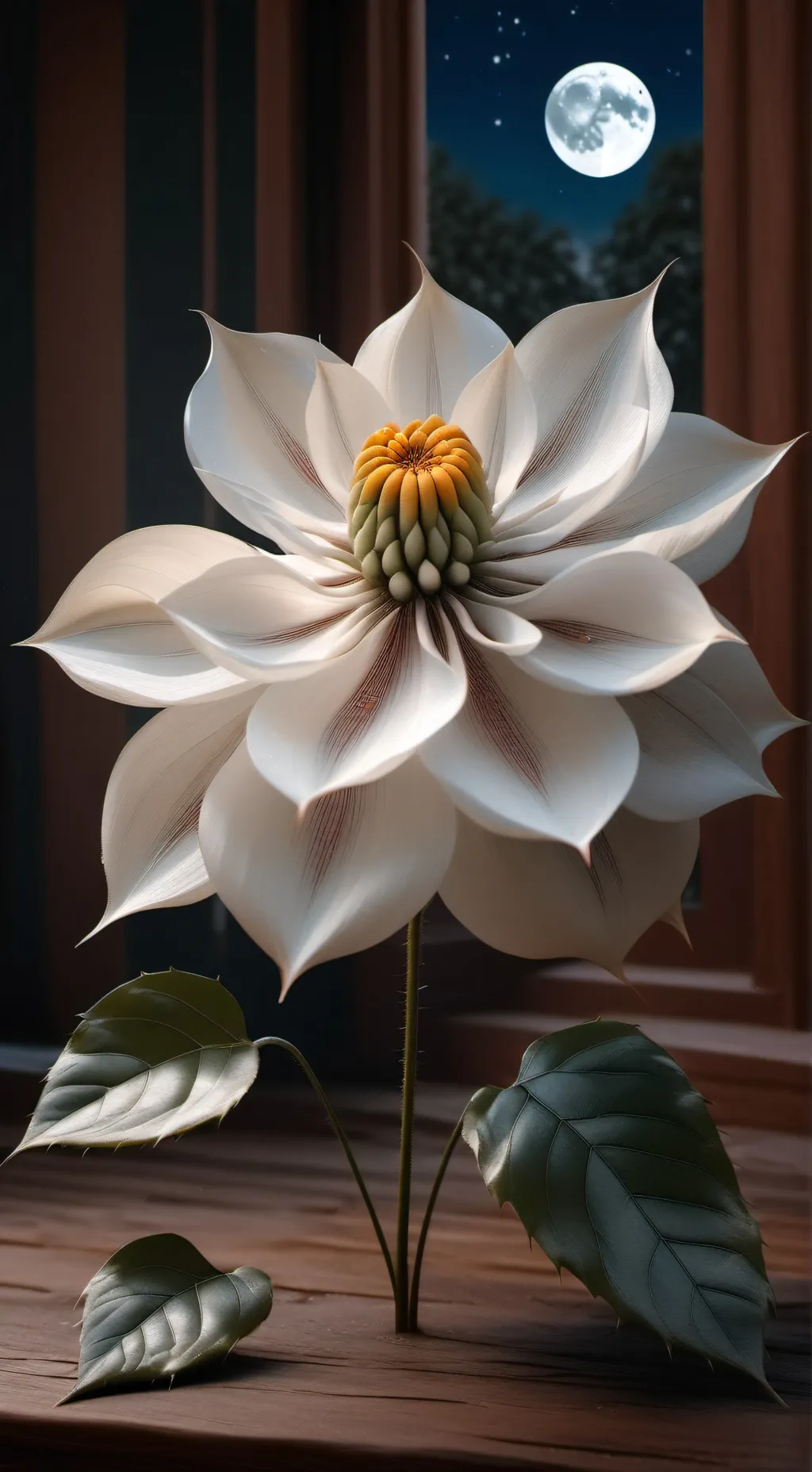 ai character: Moonflower  background