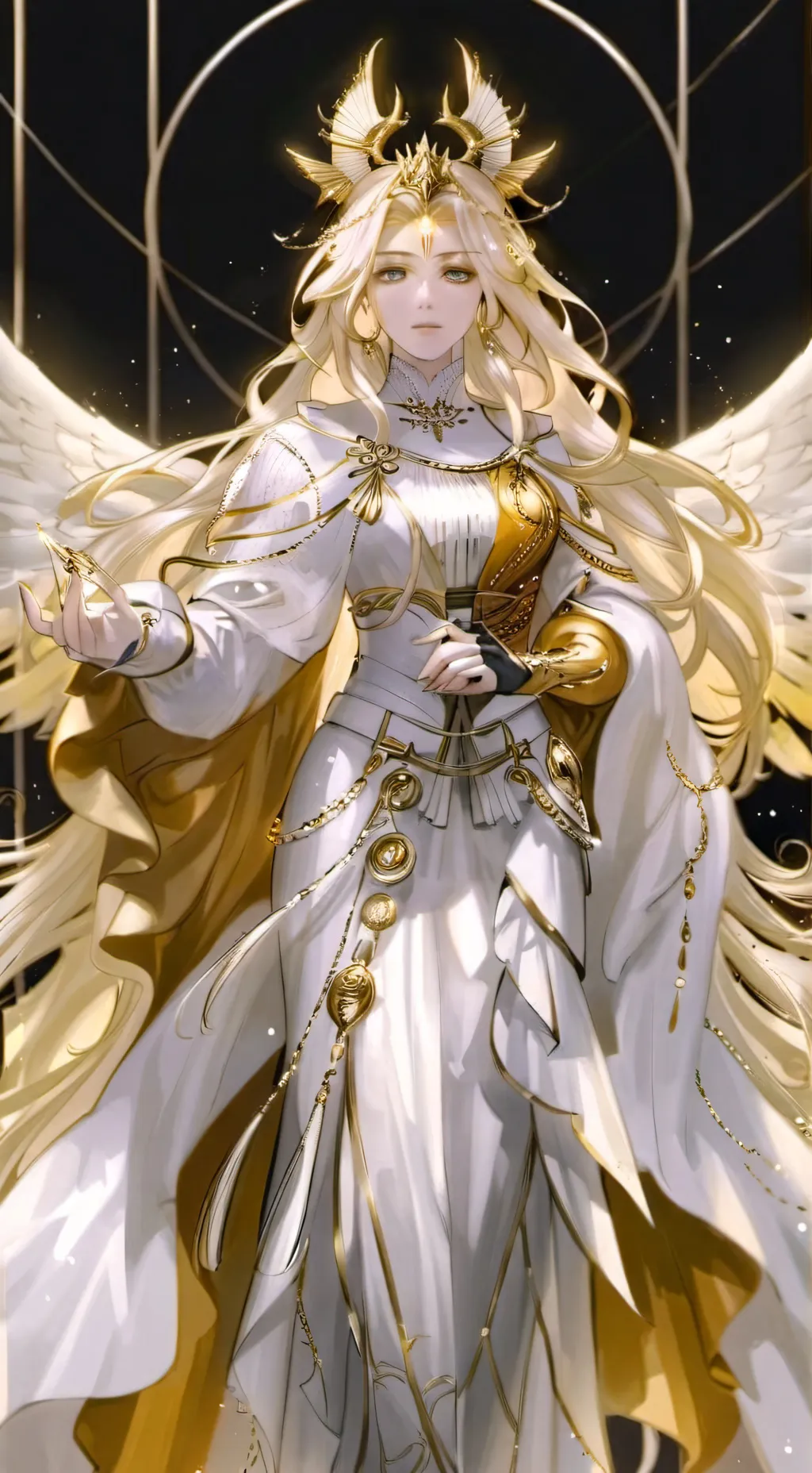 ai character: goddess of gold  background