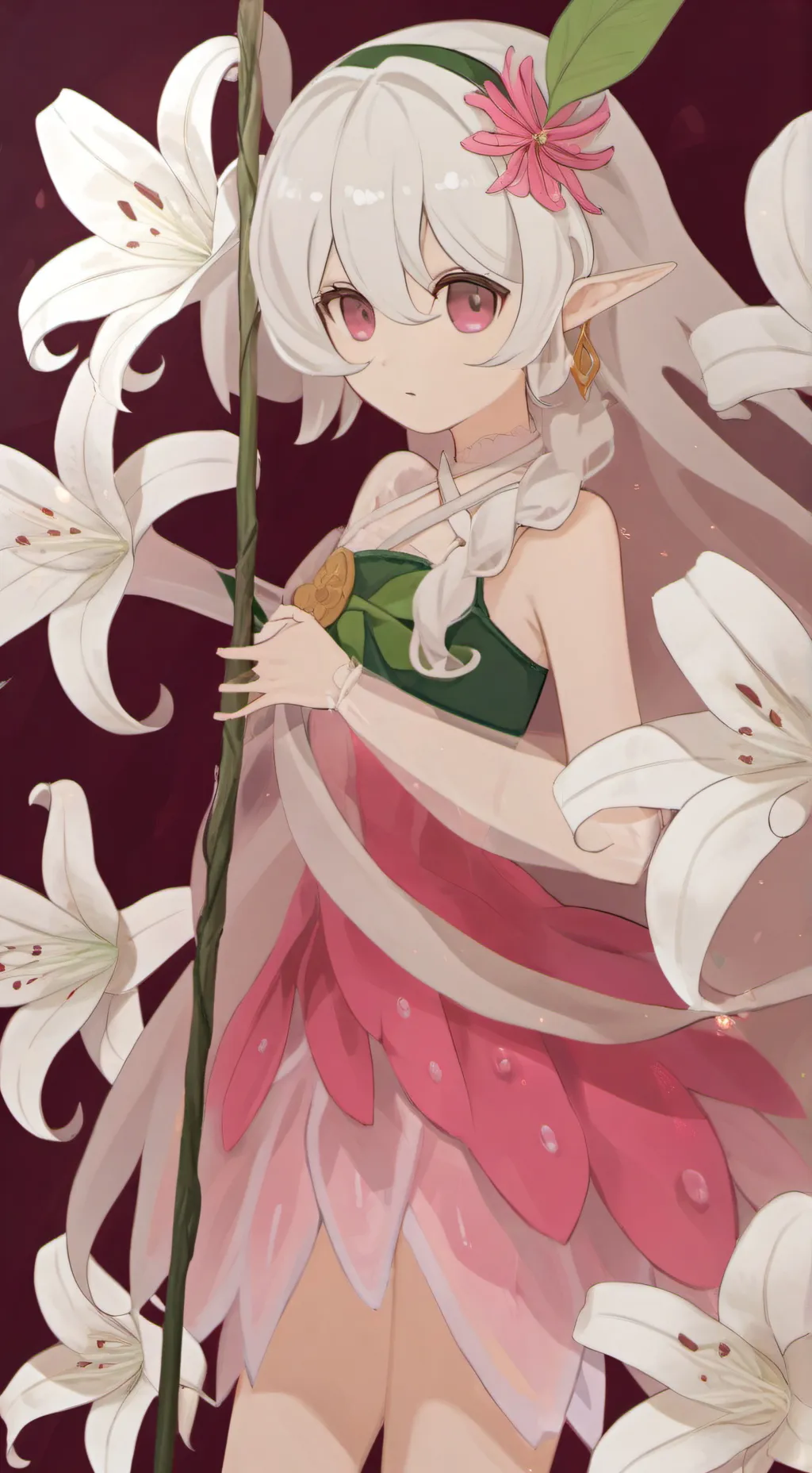 ai character: White Lily Cookie background