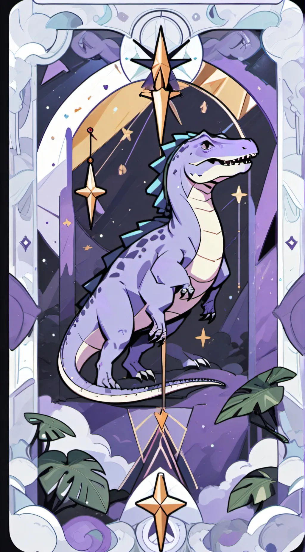 ai character: dinosaurio mágico background