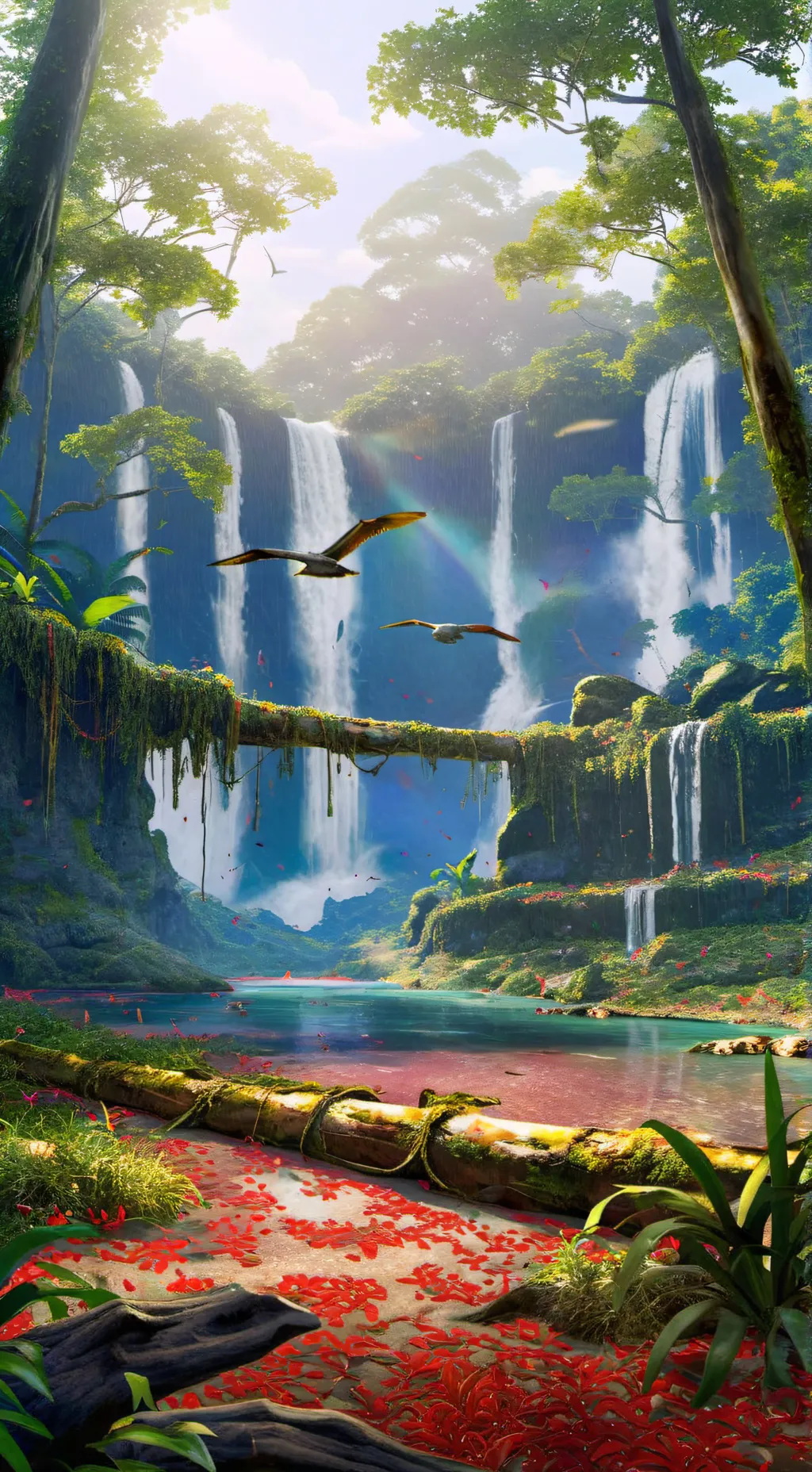 ai character: Amazon rainforest  background