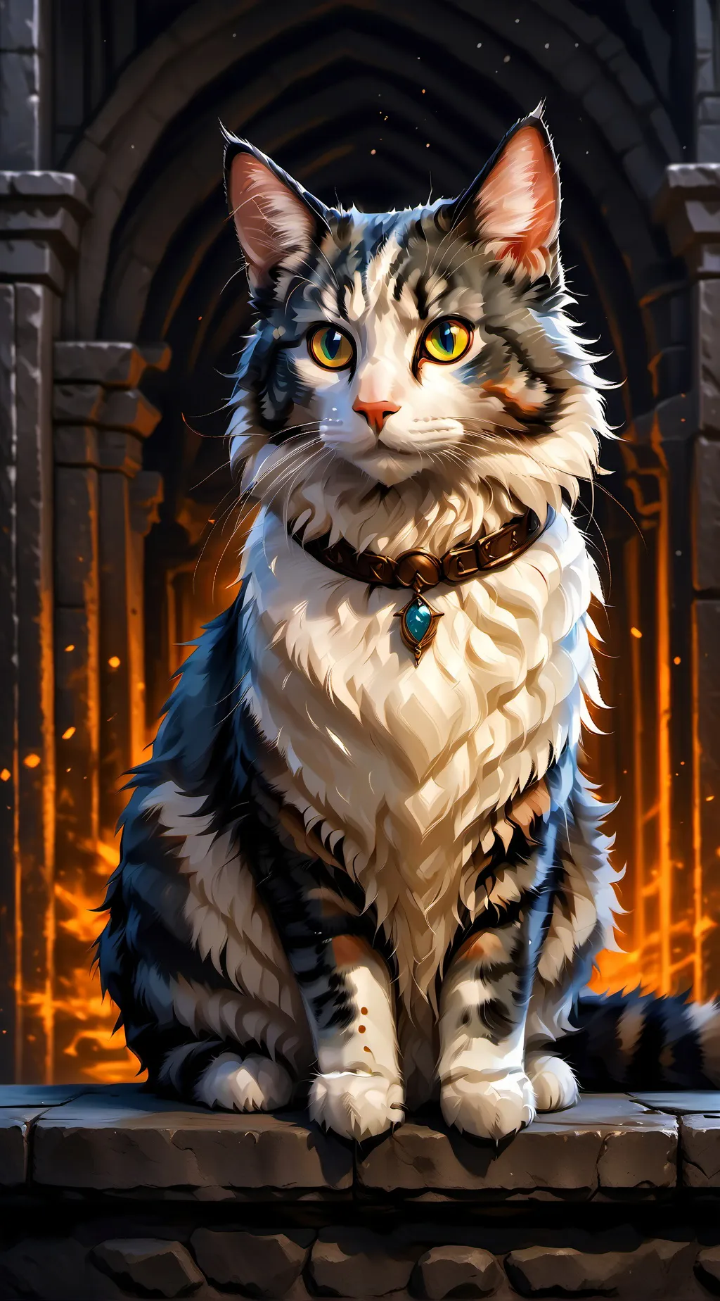 ai character: Cat magic collar background