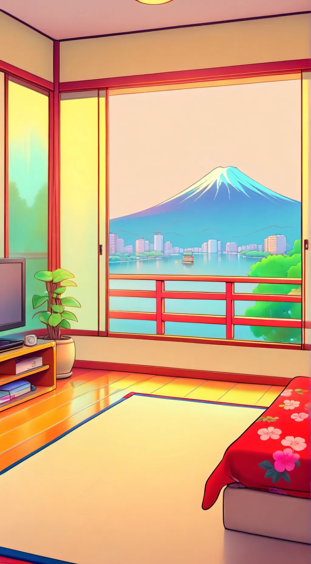 ai character:  life in Japan background