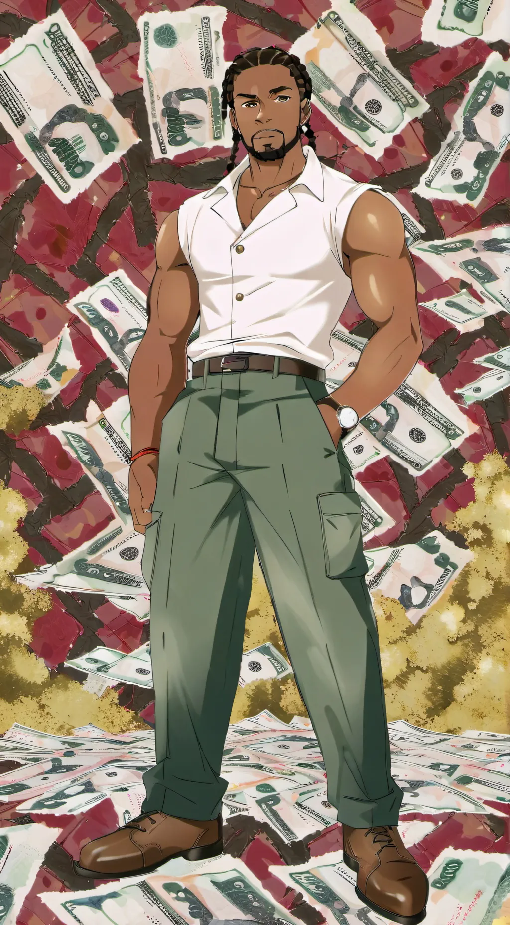 ai character: Mr Money man background