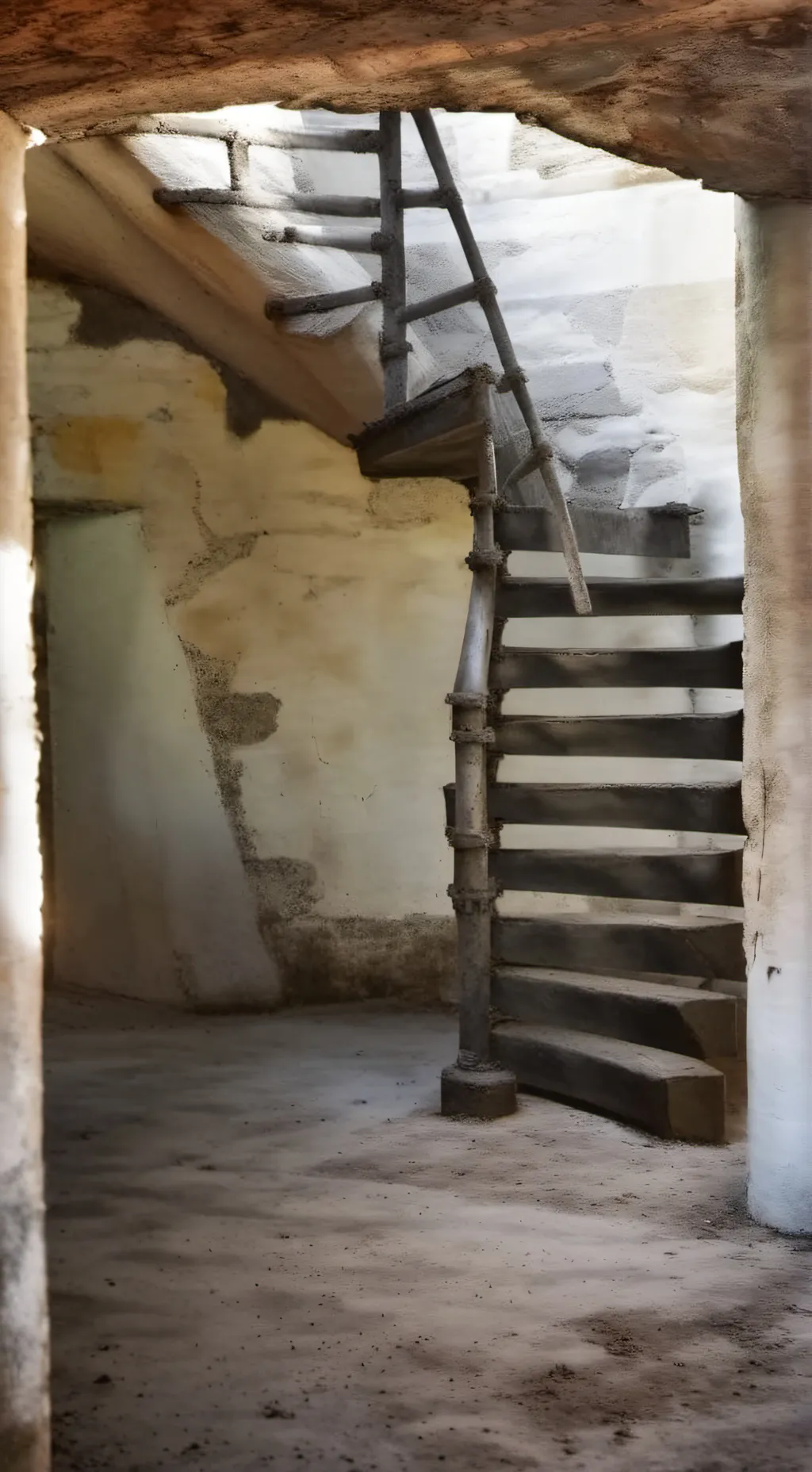 ai character: Spiral staircase background