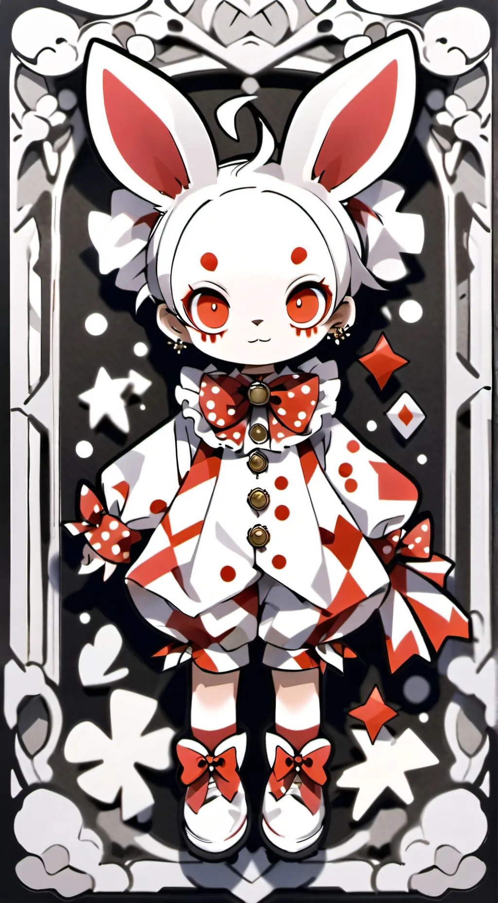 ai character: Plush bunny clown background