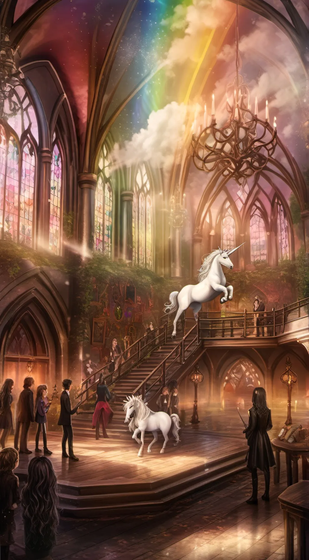 ai character: Unicorn school  background