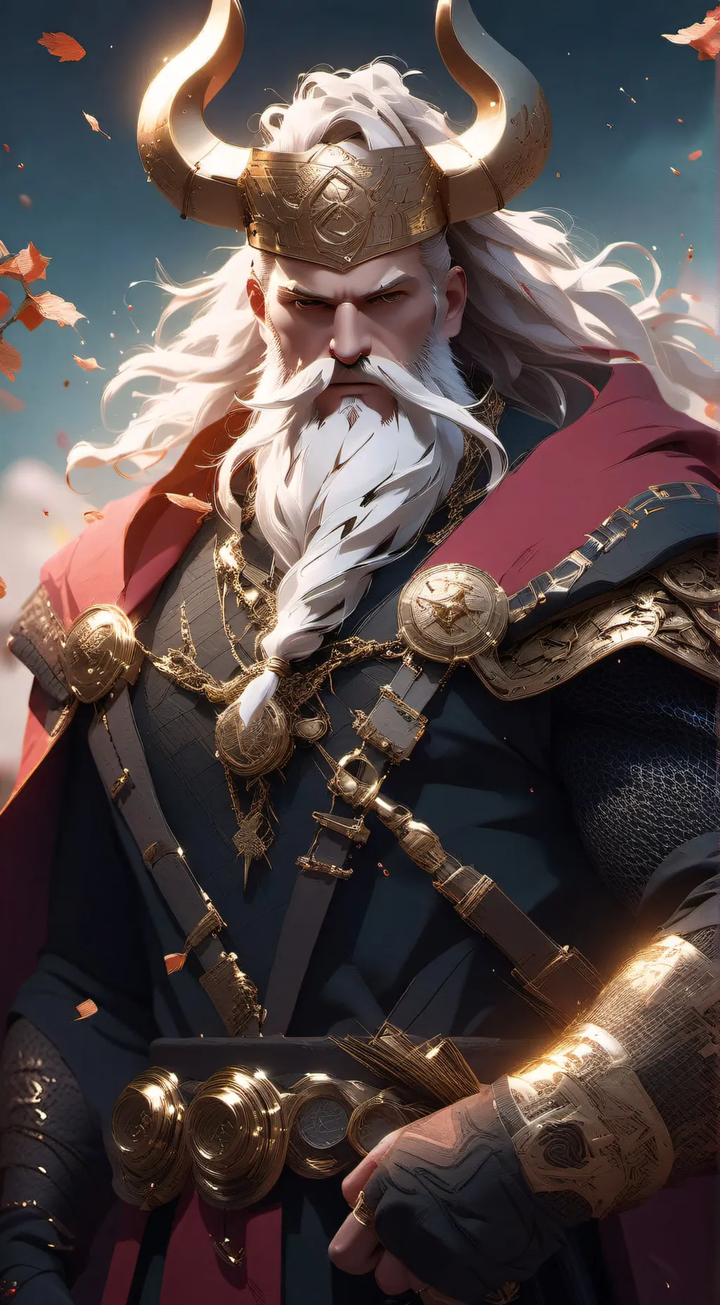 ai character: Odin  background