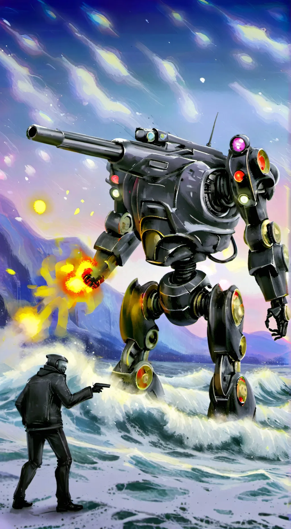 ai character: Robot apocylapse background