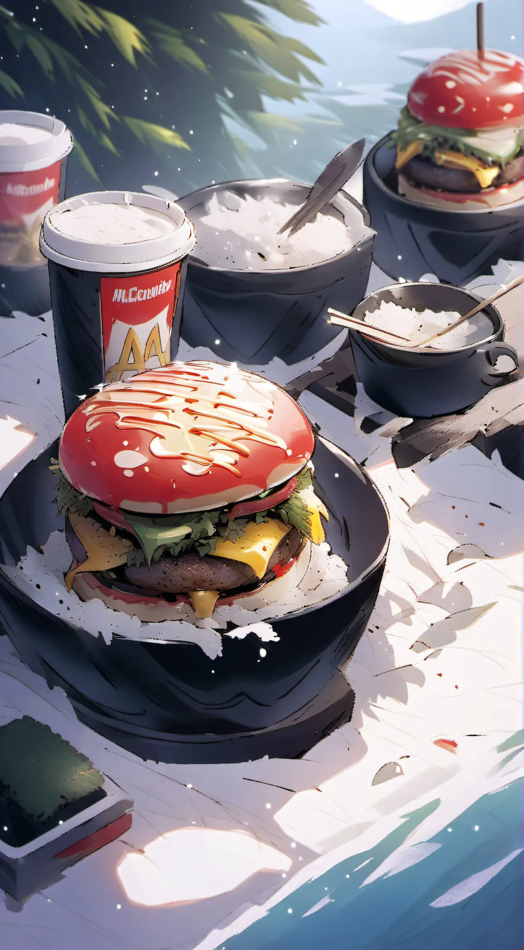 ai character: Sprunki McDonald's background