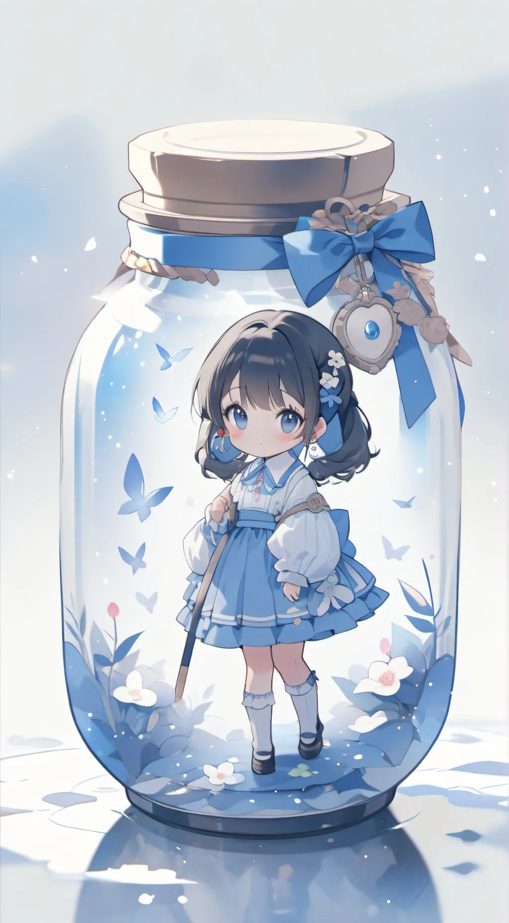 ai character: Mixed size school background