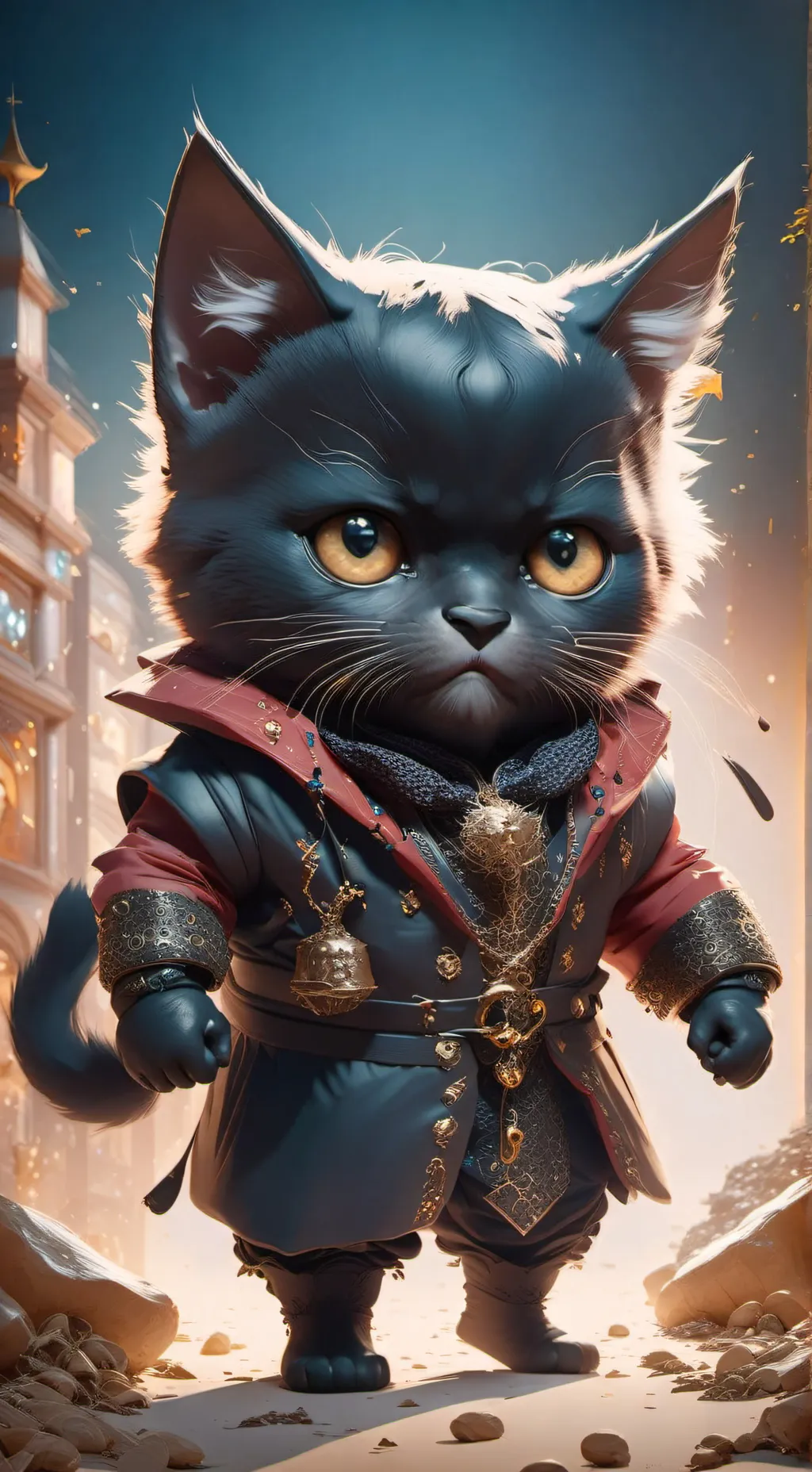 ai character: EVI MRMUNCHKIN MAN background