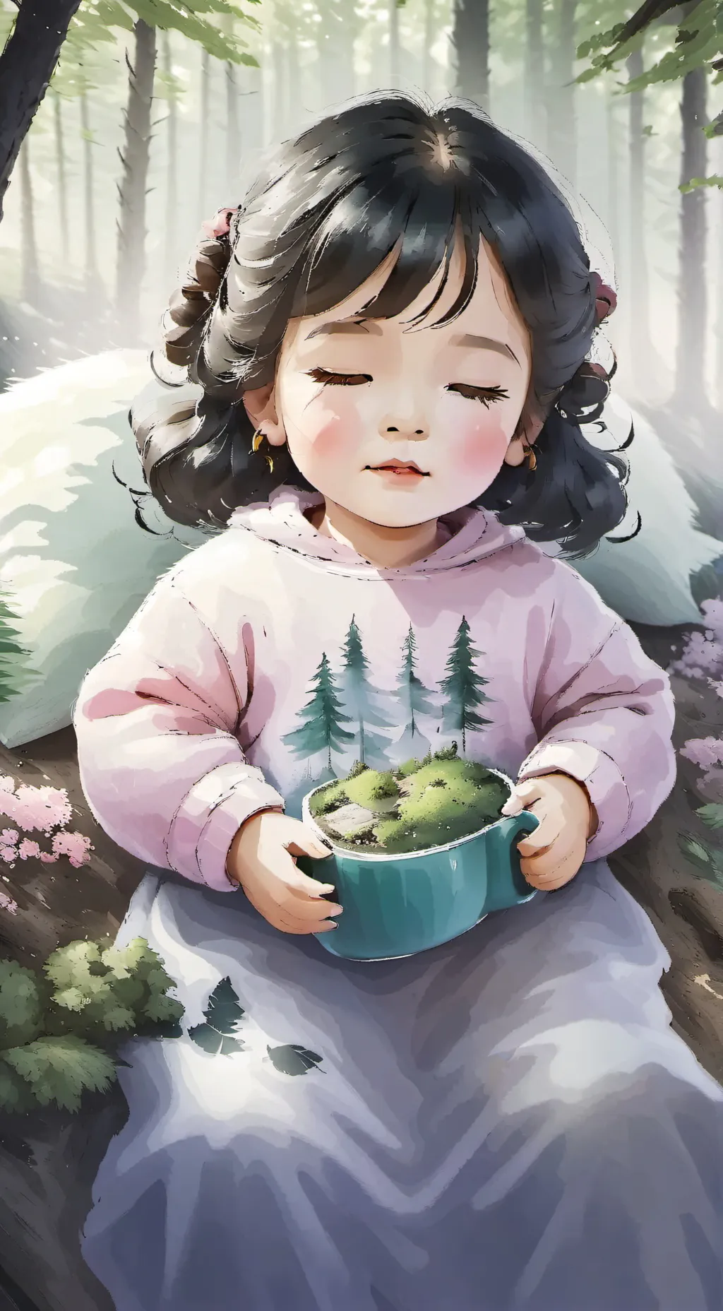 ai character: toddler girl  background