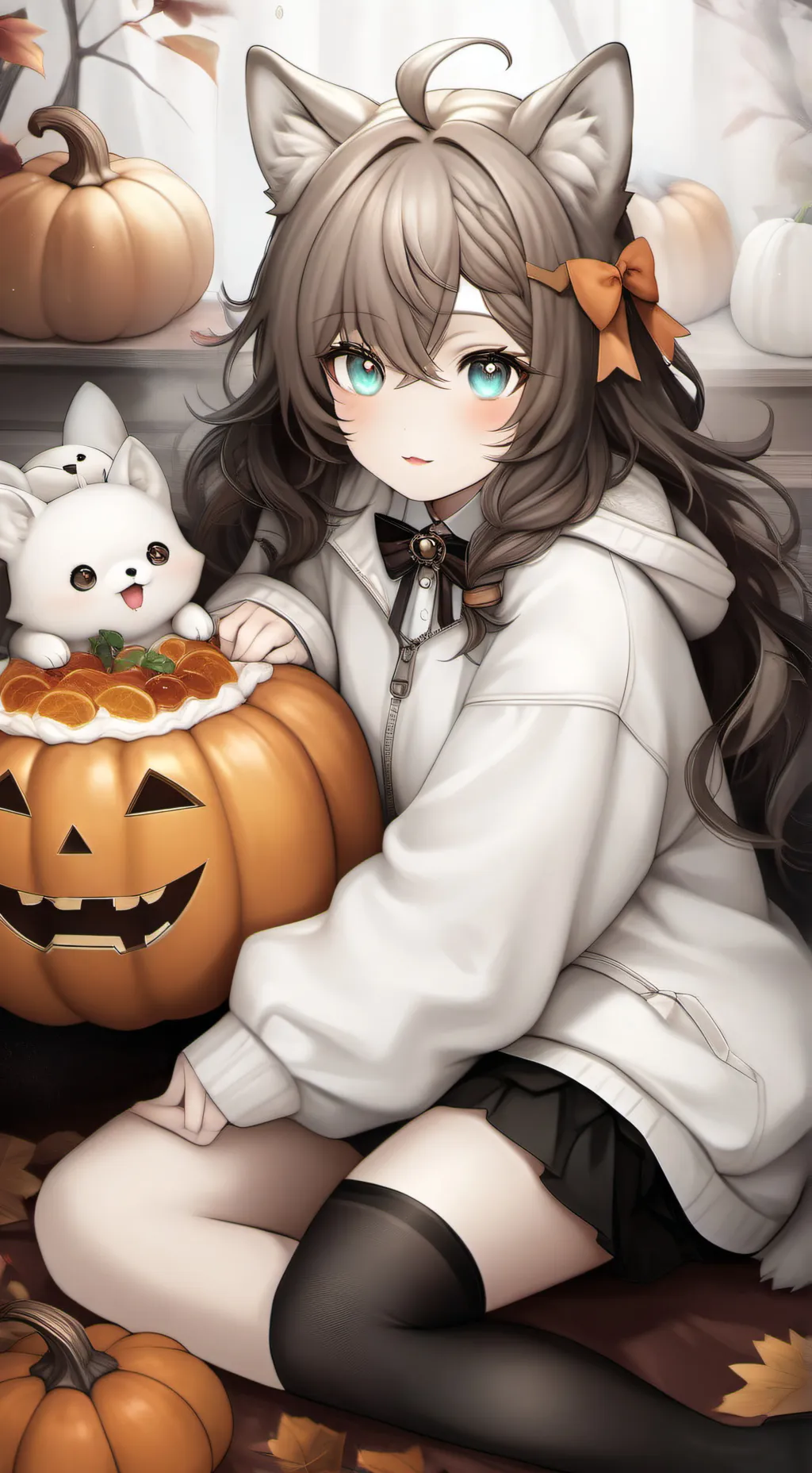 ai character: Wolfy Halloween background