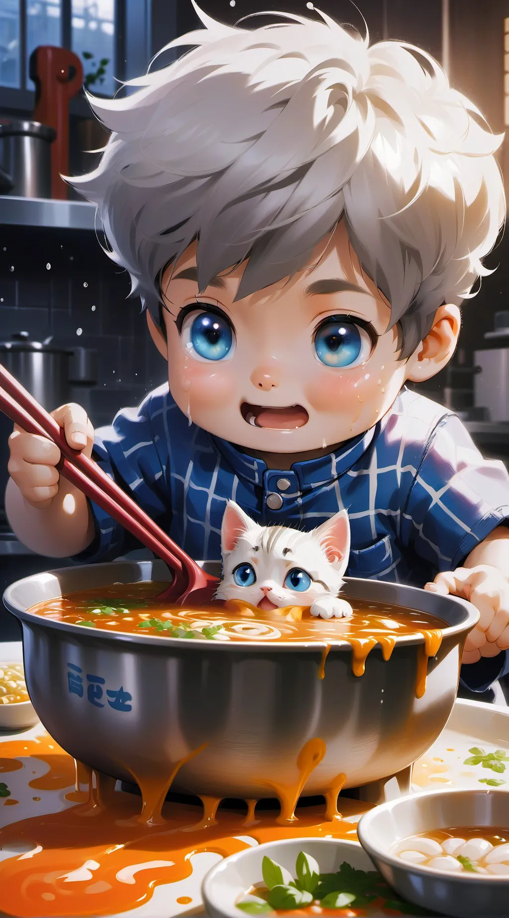 ai character: Cat Meat restauant background