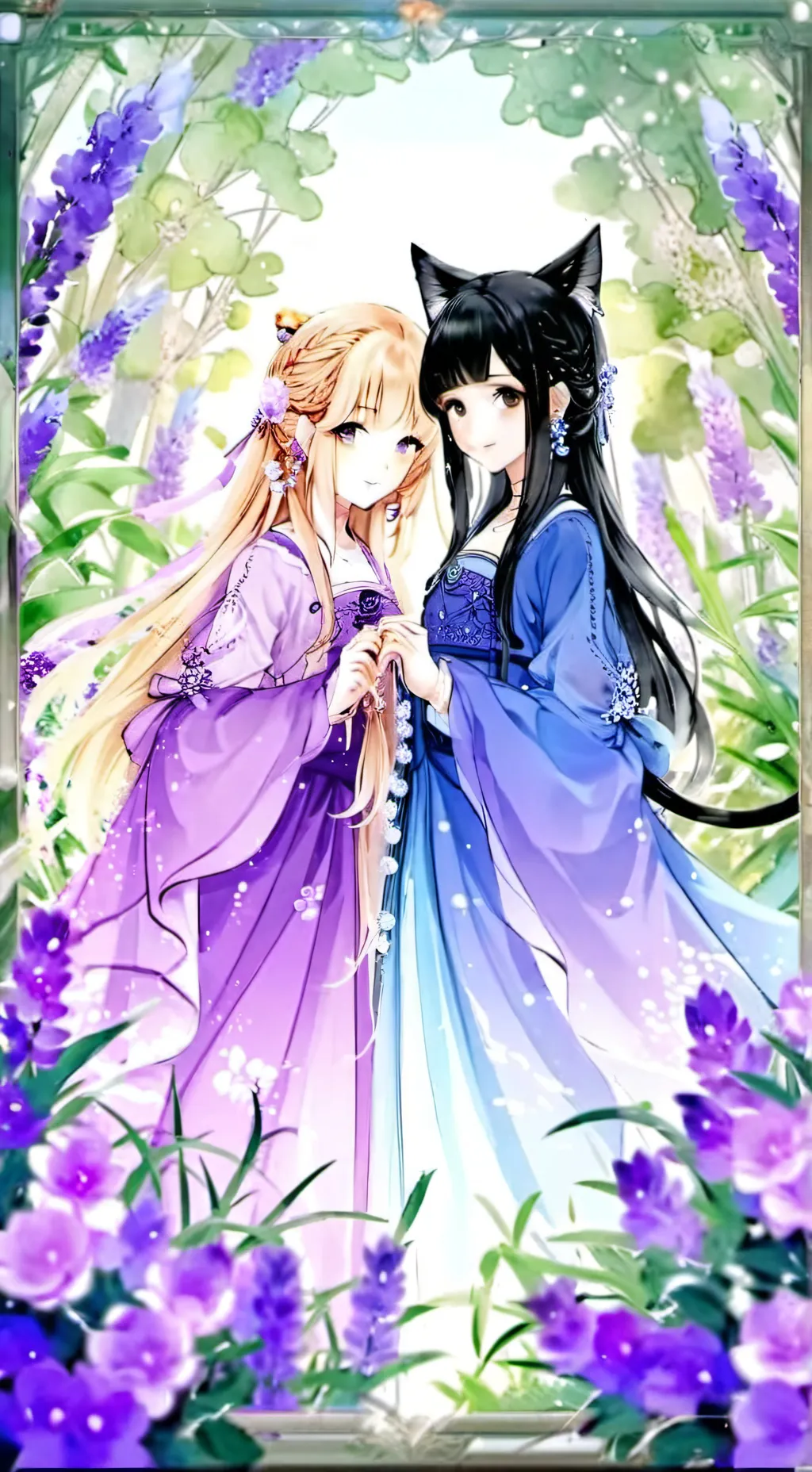 ai character: Bleue&Purpl Fluffy background