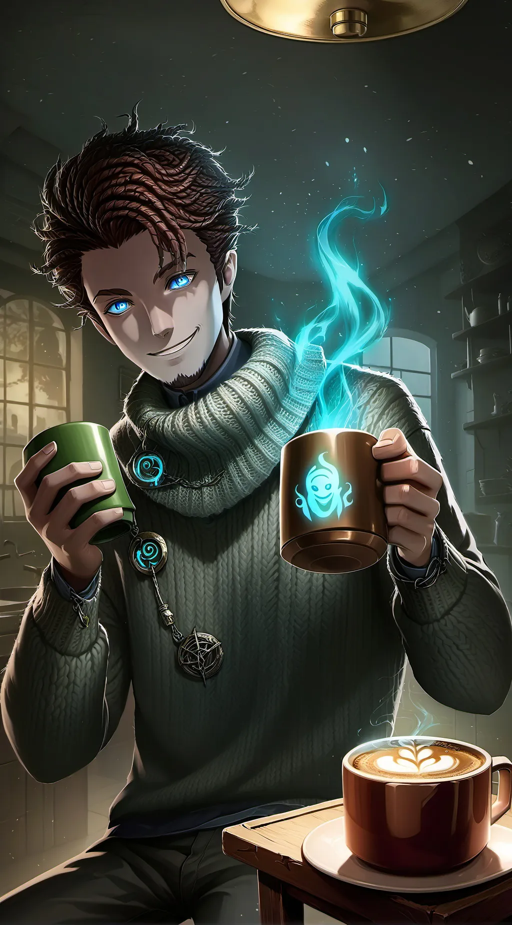 ai character: The Telekinetic Barista background
