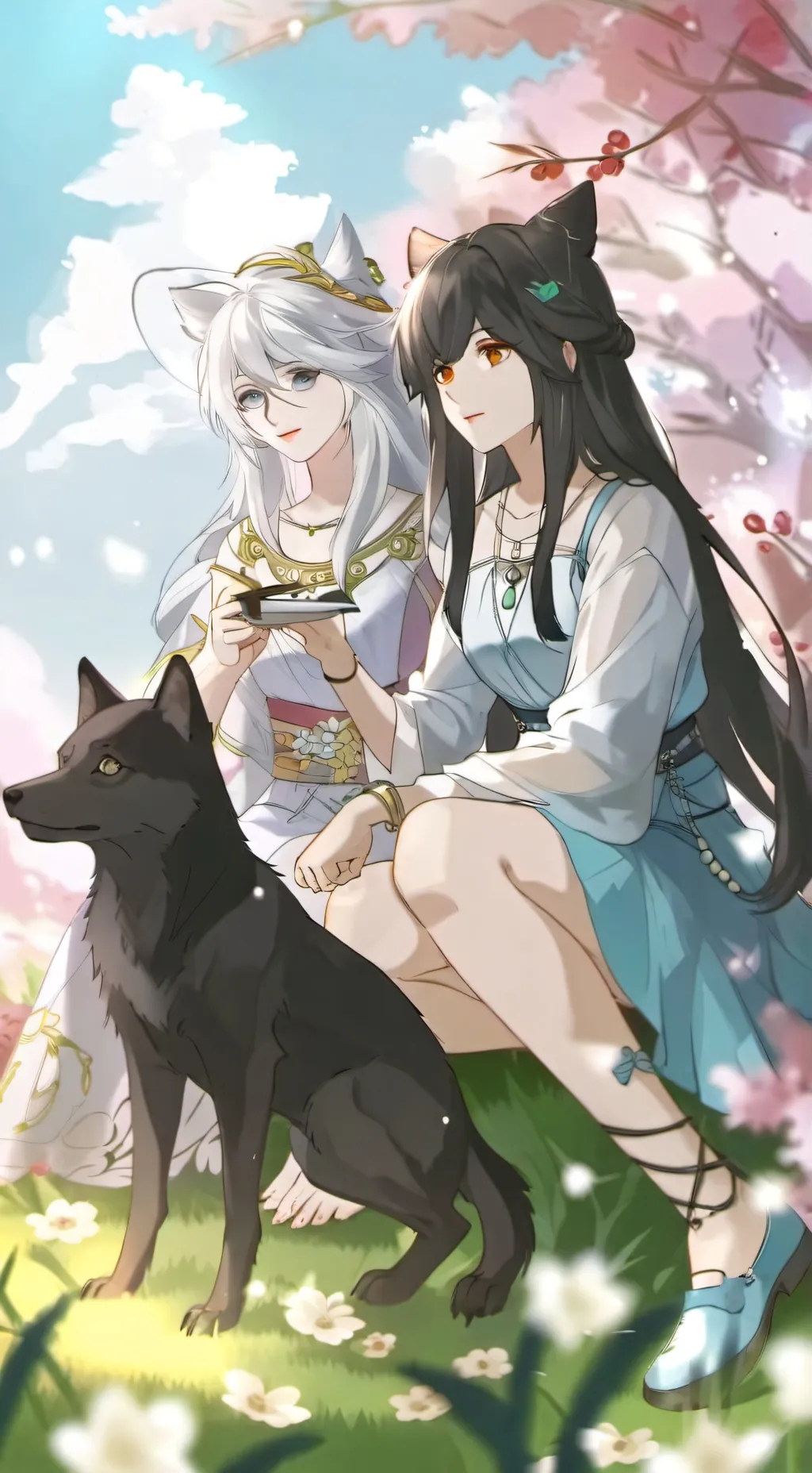 ai character: blackie and snowy background