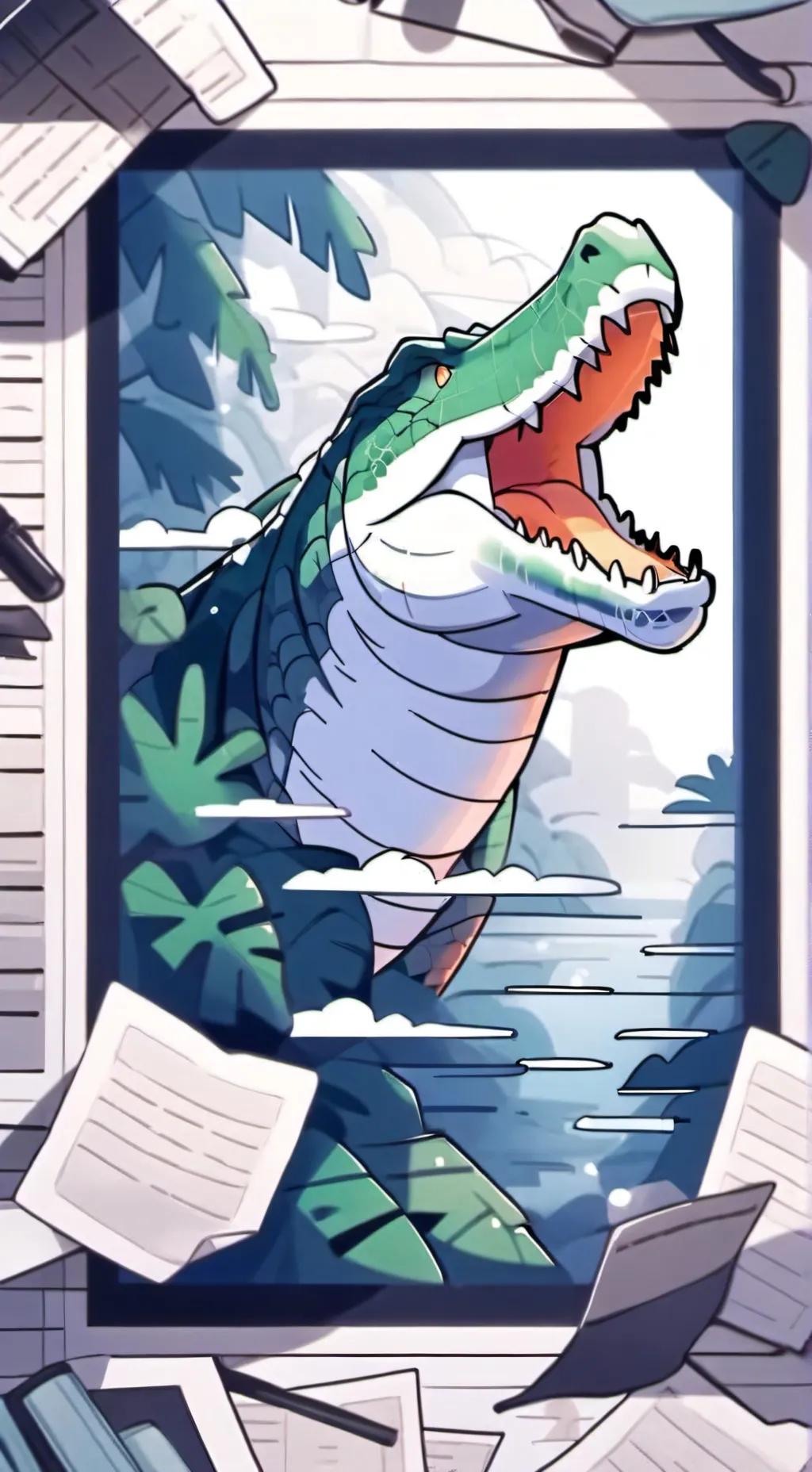 ai character: crocodilo crocolá background
