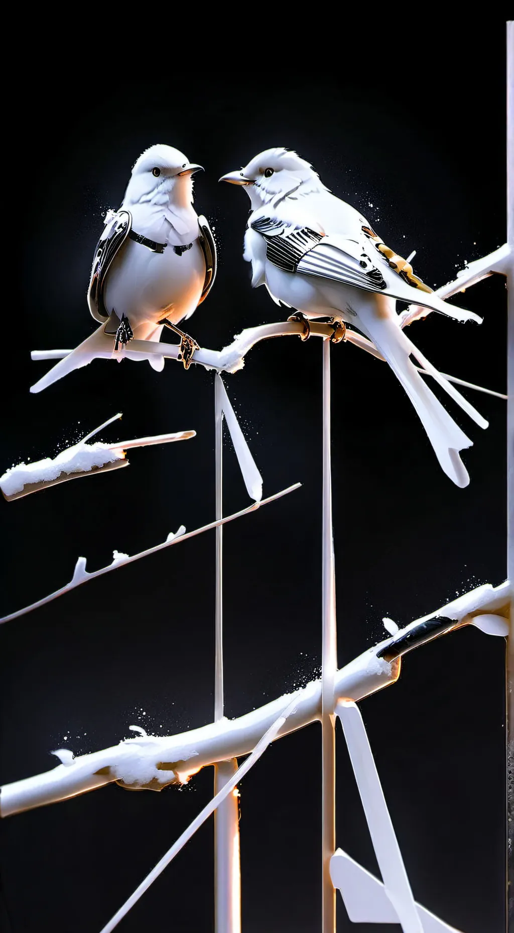ai character: two birds on a wir background