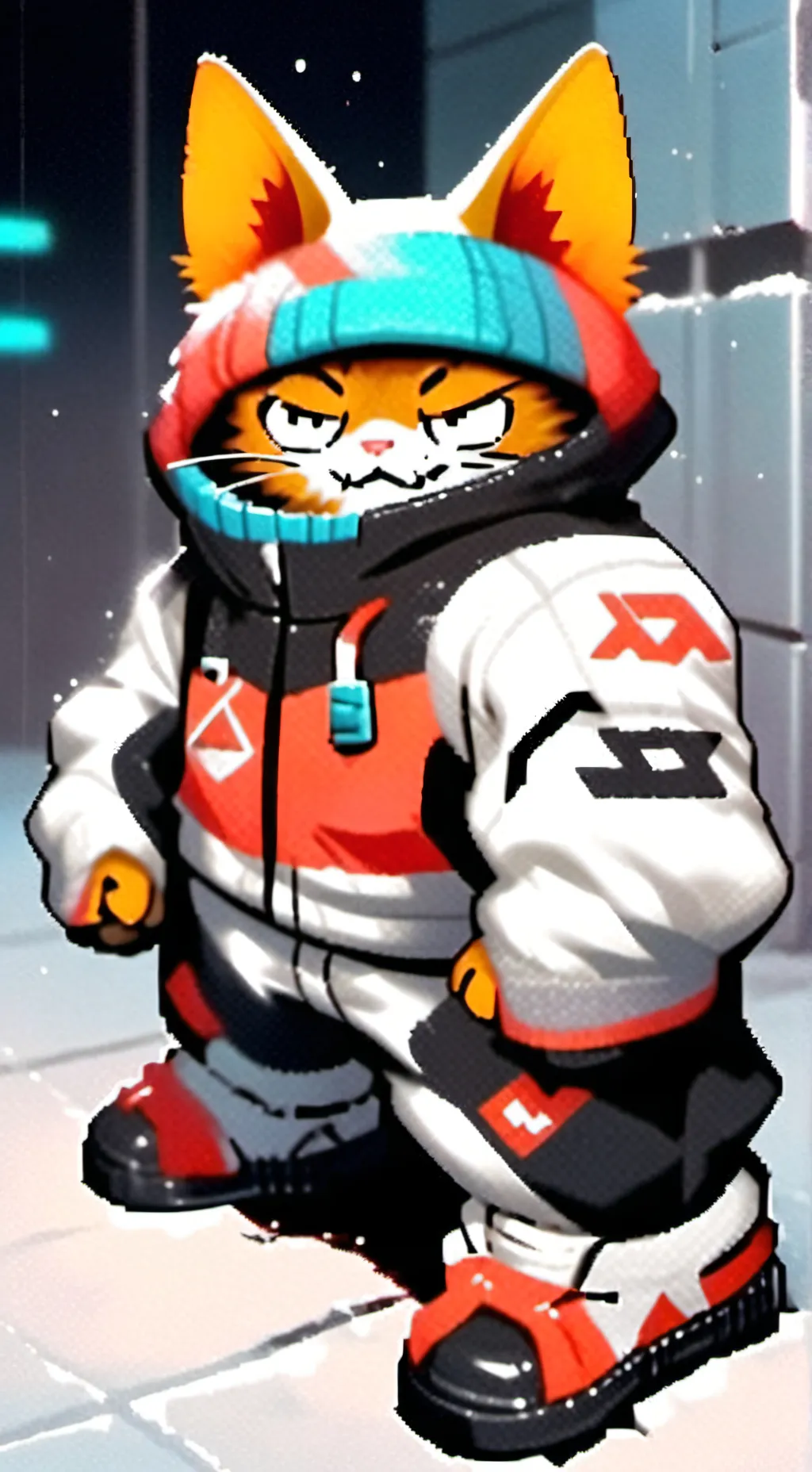 ai character: hehe 😂funny cat!!! background