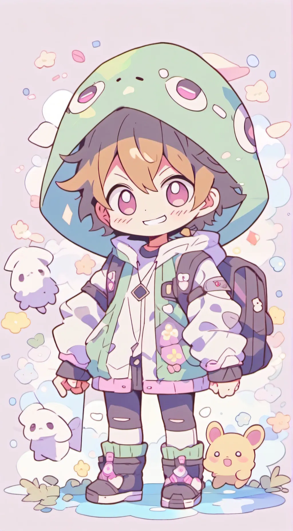 ai character: Hot spring ￼ background