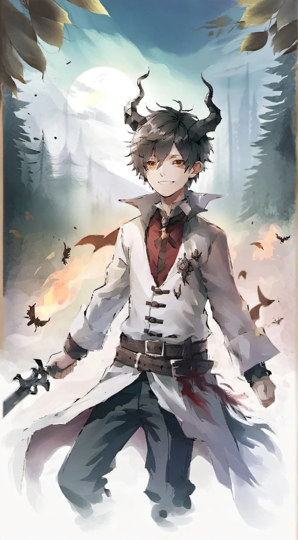 ai character: Ash Lucifer. background
