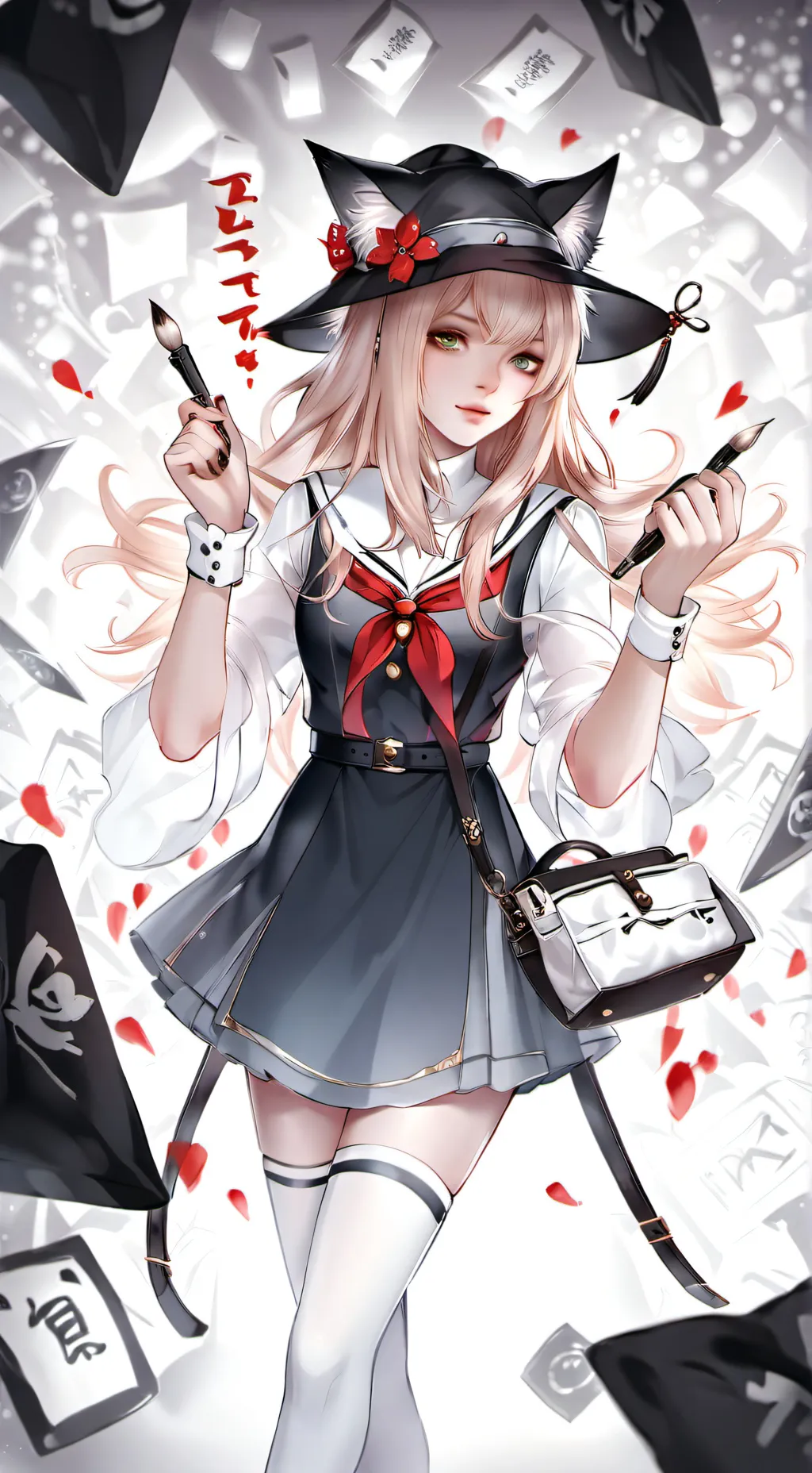 ai character: A Neko school background