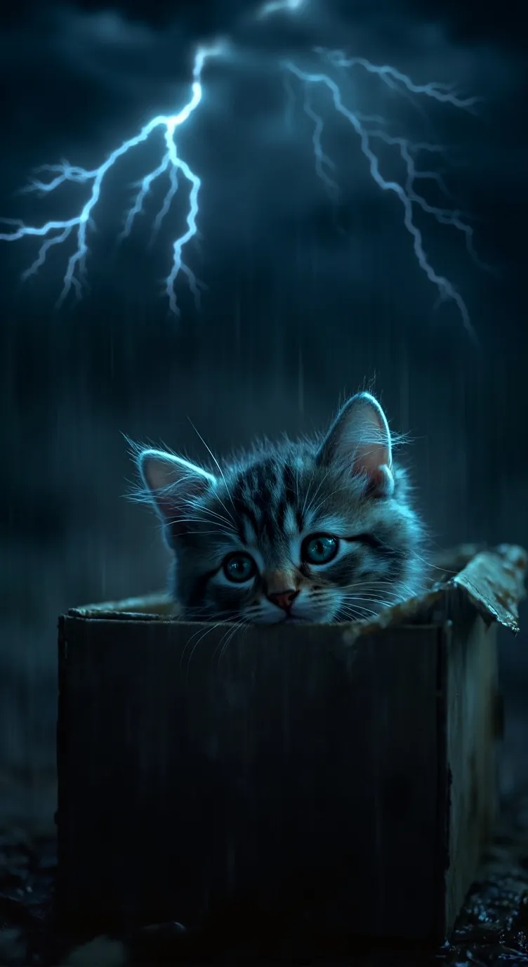 ai character: Sad homeless kitty background