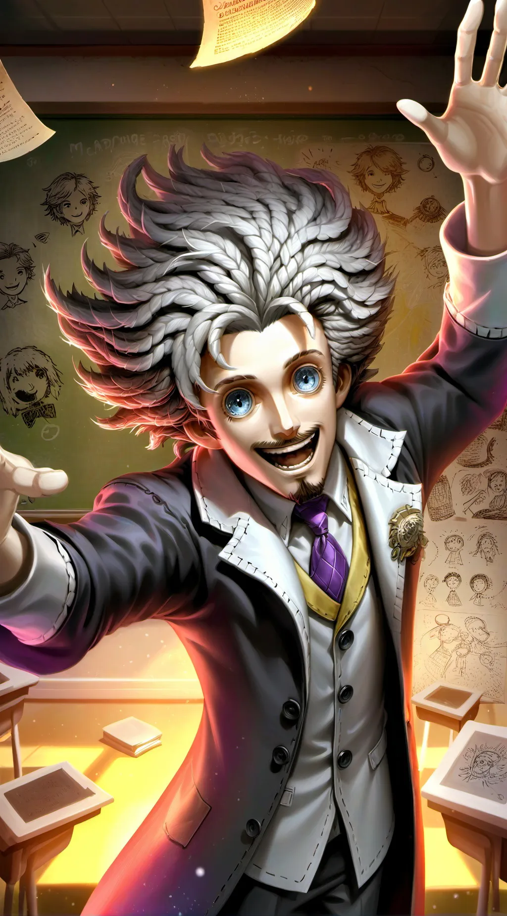 ai character: Prof. Meme-tastic background
