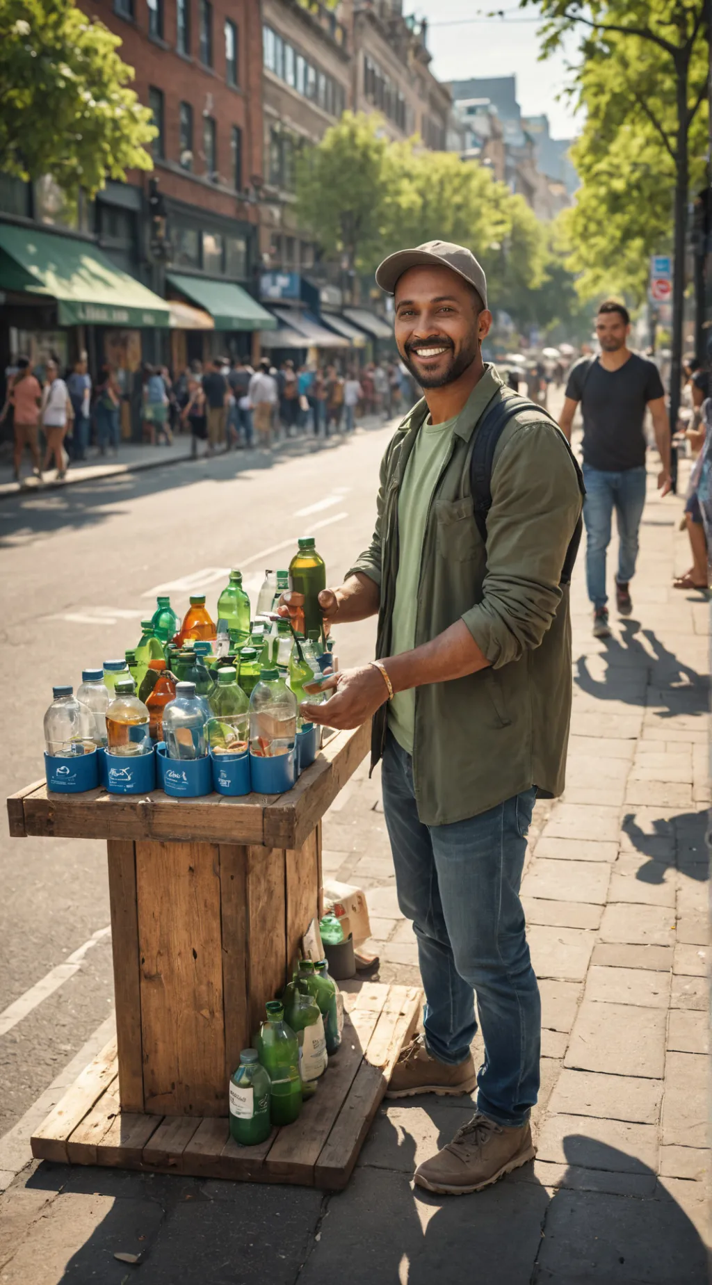 ai character: The Recycled Bottle Tycoon background
