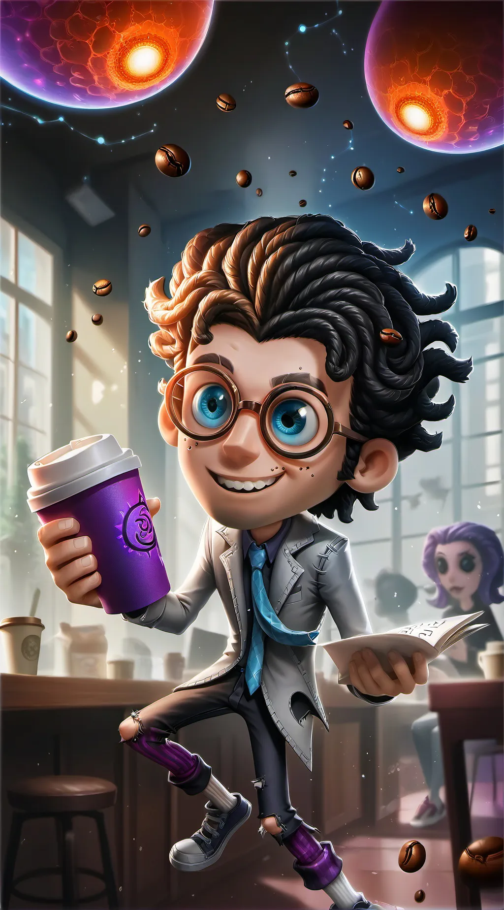 ai character: The Quantum Latte  background