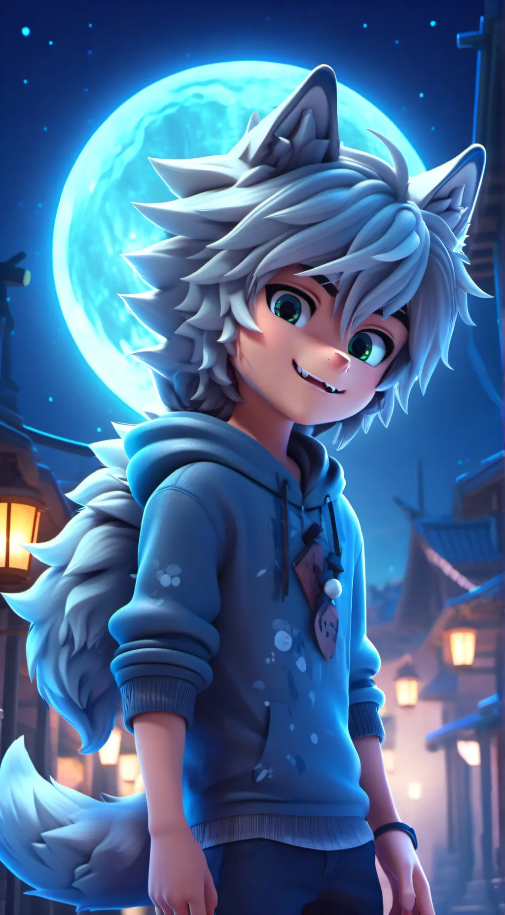 ai character: Wolf Moon Furry background