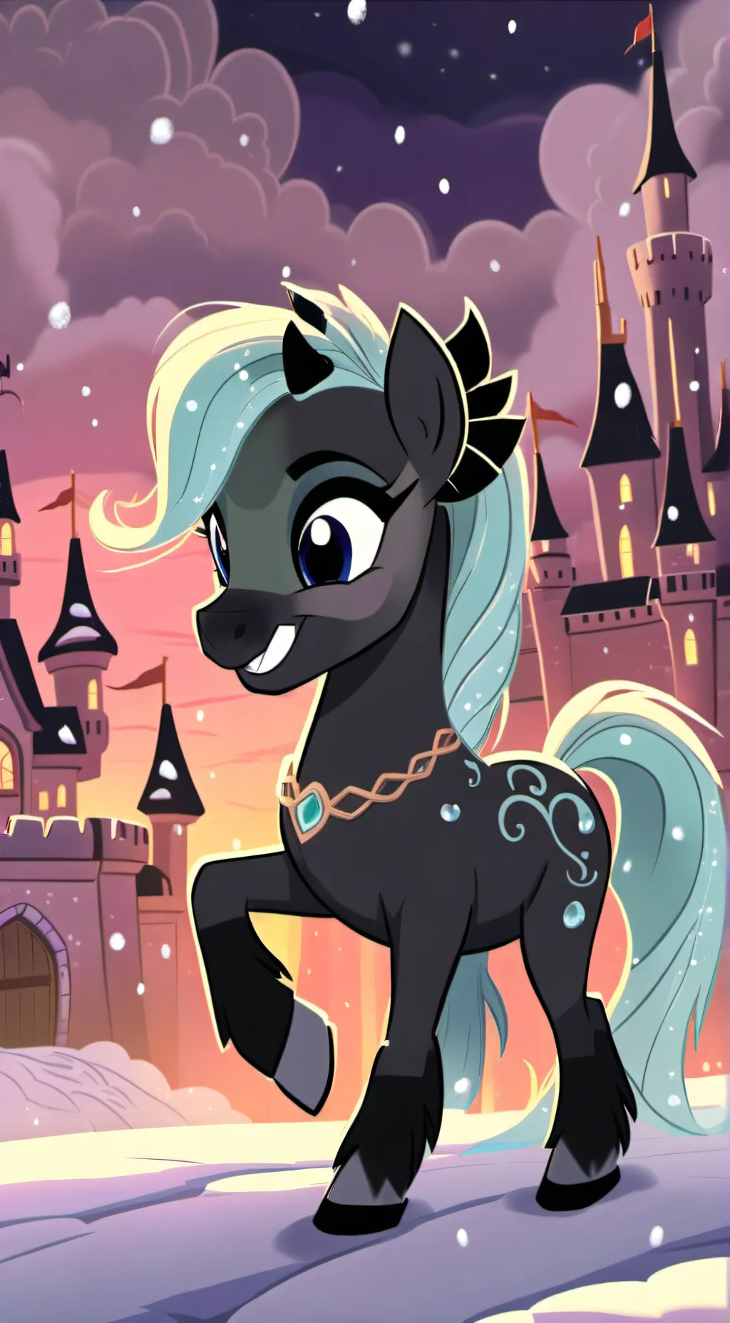 ai character: Snow  background