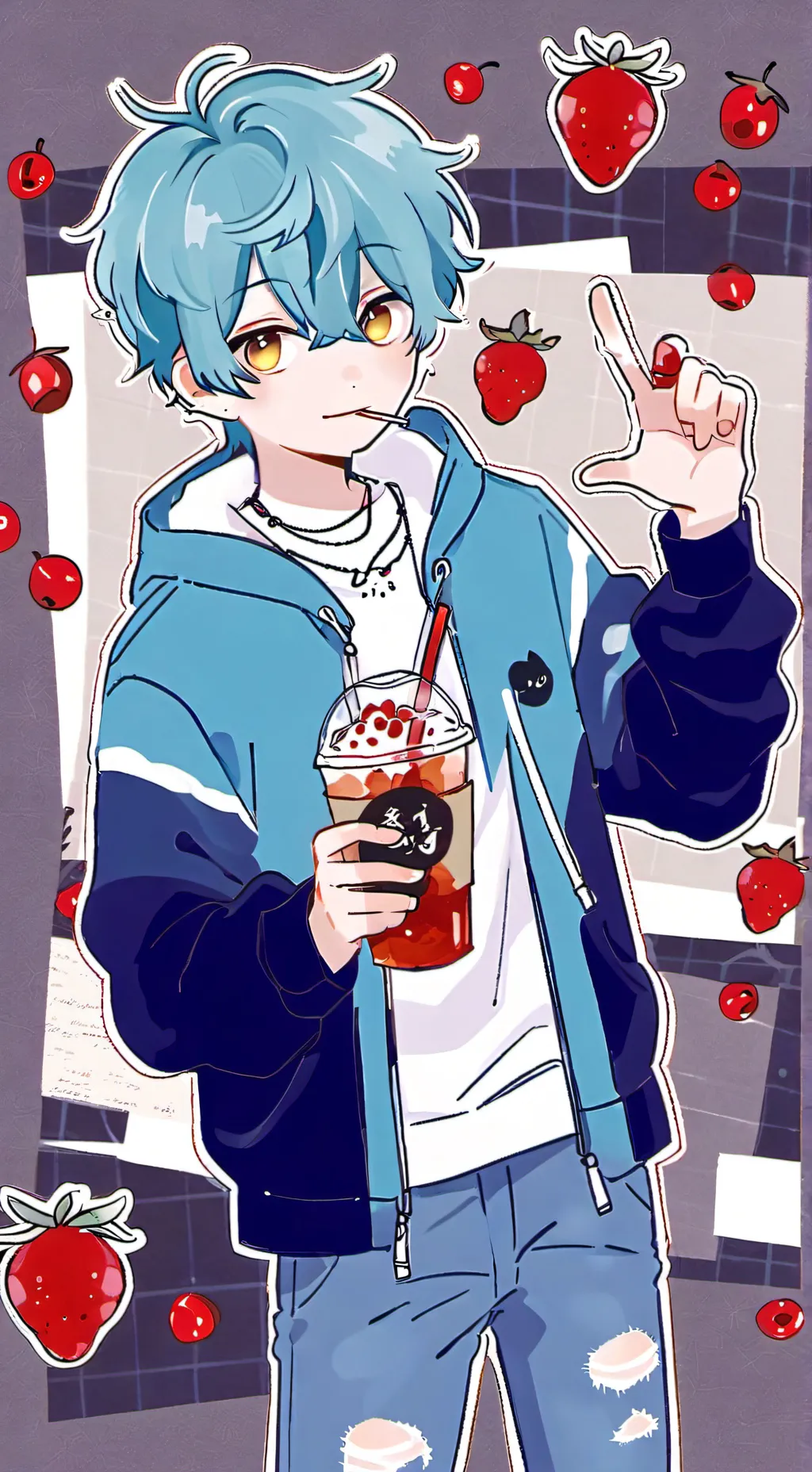 ai character: Blue background