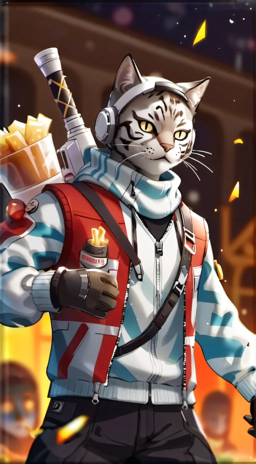 ai character: Catnap. Dogday background