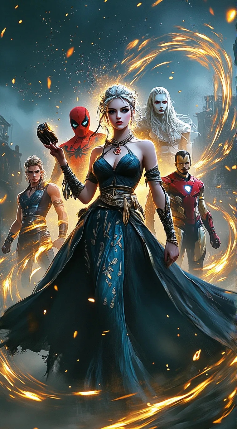 ai character: Avengers renacimie background